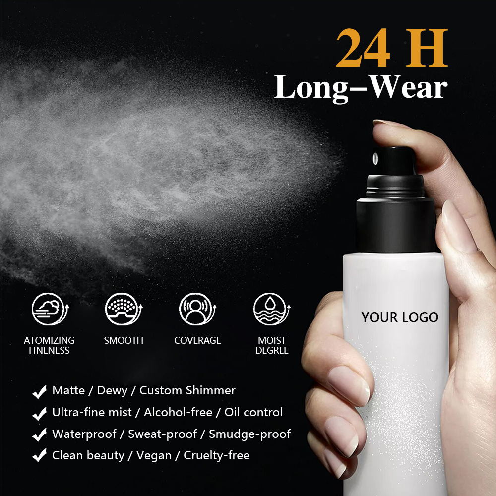 SHS OEM ODM Ultra-Fine Mist 24H Long-Wear Matte Oil-Control Formula Waterproof Sweat-Proof Private Label Makeup Setting Spray