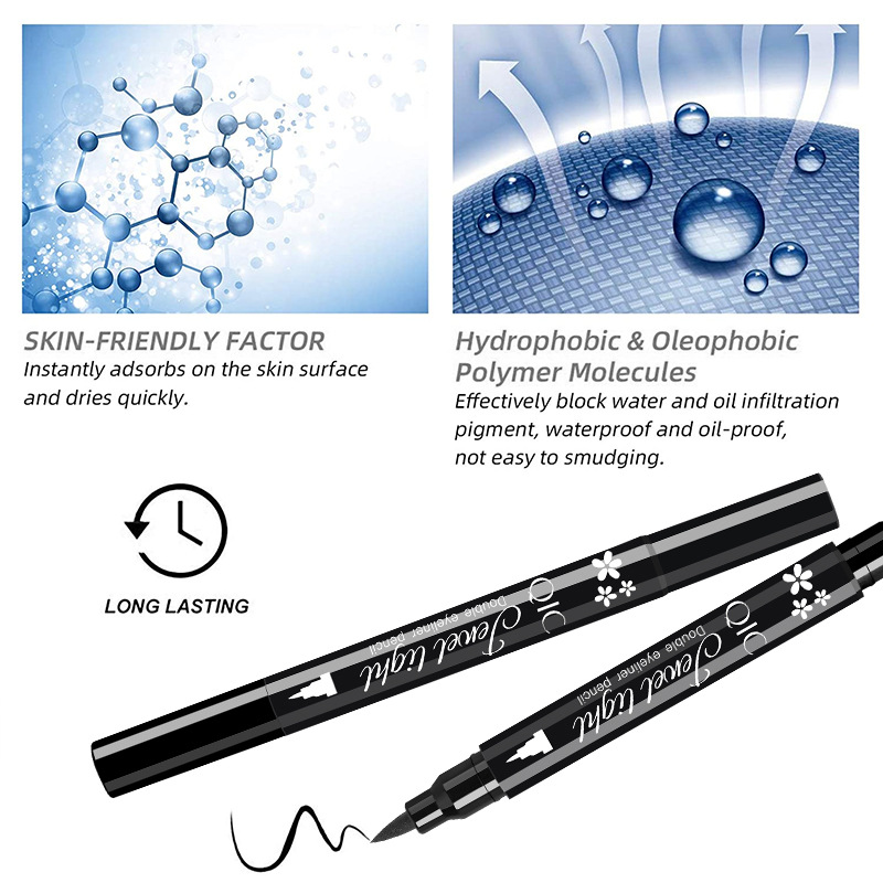 For Qic Qini Double-Ended Stamp Eyeliner Waterproof Quick-Drying Non-Smudge with Color Pattern Embellished Liquid Form for Eye