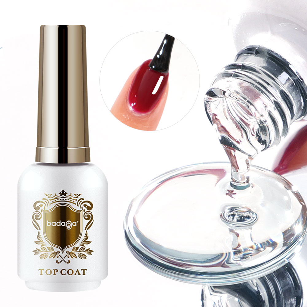 Badaga Professional Cheap Wholesale 15ml No Wipe Gel Top Coat Anti-Scratch Not-Yellowing Super Shiny Vegan Top Coat