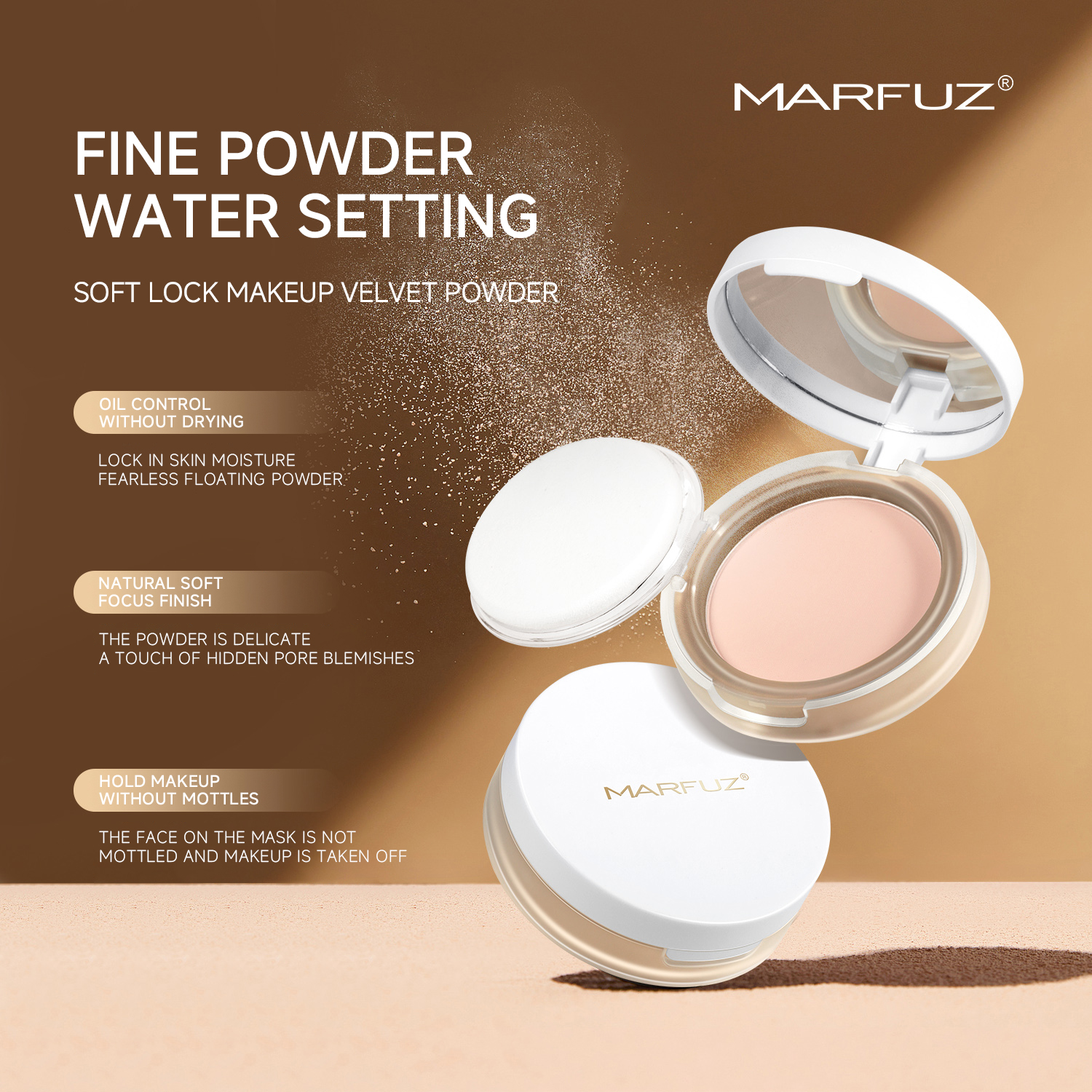 OEM MARFUZ Wholesale Soft Lock Oil Control Makeup Waterproof Velvet Concealer Setting Powder