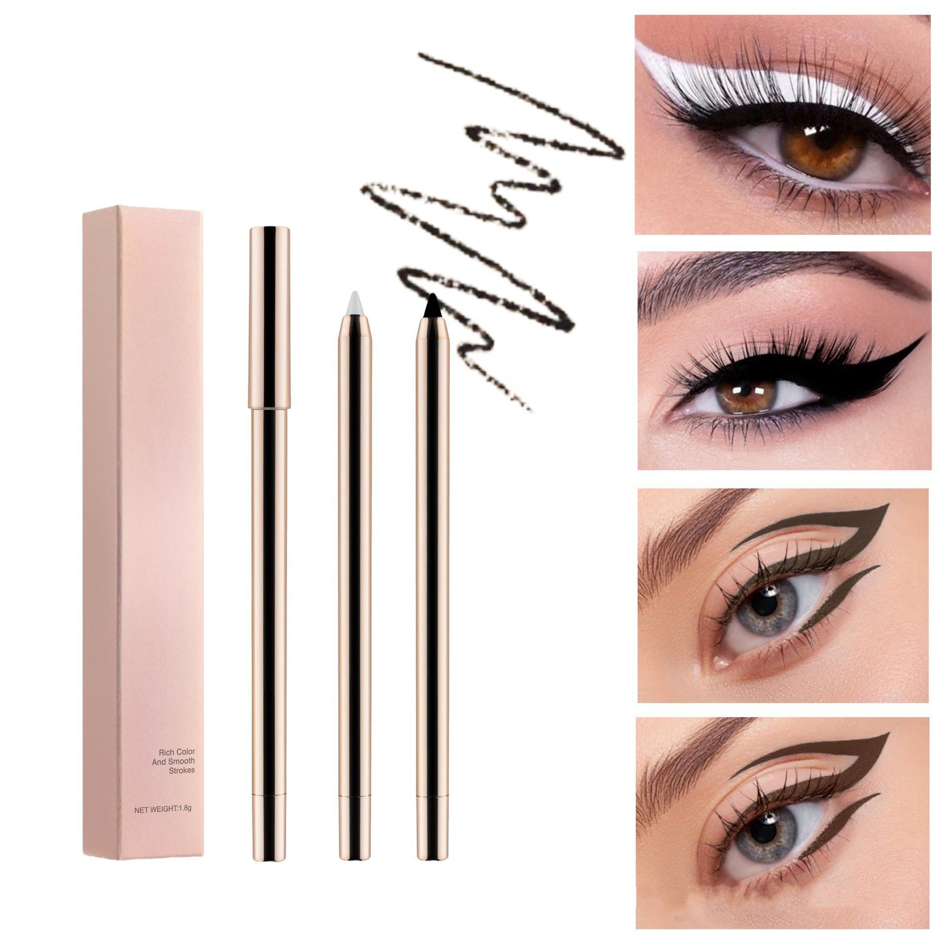 Eyeliner Gel Pen Gold Eyeliner Aegyo-sal 2-in-1 Multi-functional 4 Colors Available Eyeliner Pen