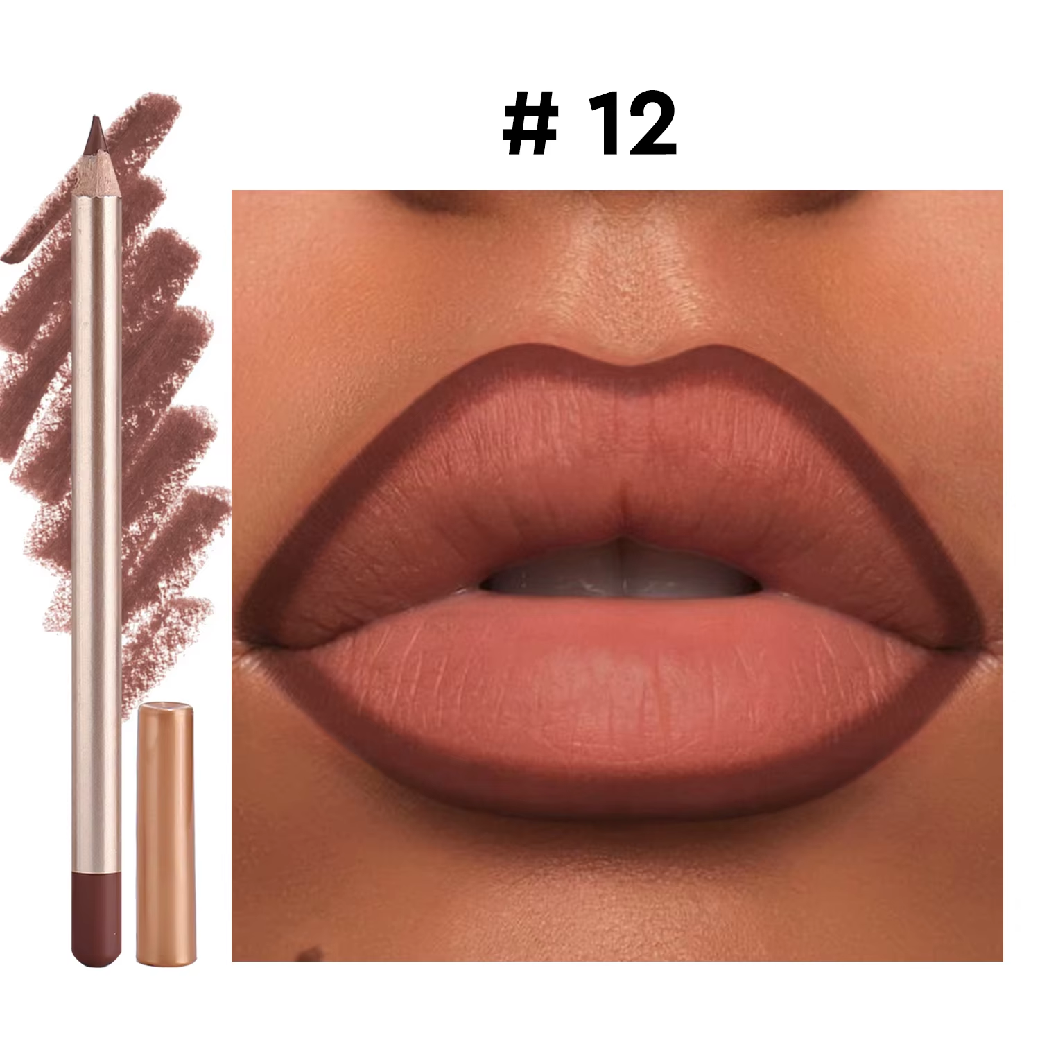 No Logo 12-Color Matte Natural Vegan Mineral Lip Liner Easy-to-Apply Tear Lip Gloss Pencil Lasting Waterproof Cruelty-Free