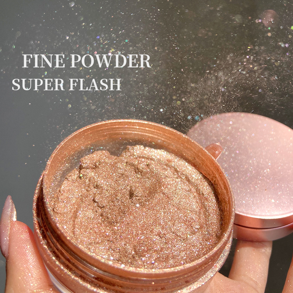 Shimmer Super Flash Long Lasting Oil Control Brighten Whitening Shiny Loose Highlighter Fine Powder Packaging Puff for All Types