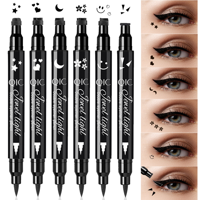 For Qic Qini Double-Ended Stamp Eyeliner Waterproof Quick-Drying Non-Smudge with Color Pattern Embellished Liquid Form for Eye