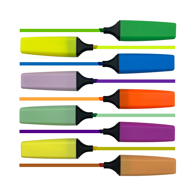 Supplier New Style Custom Brand Highlighter Pen Sets No Bleed Smooth Water-Based Ink Bright &amp; Soft Colors For Students