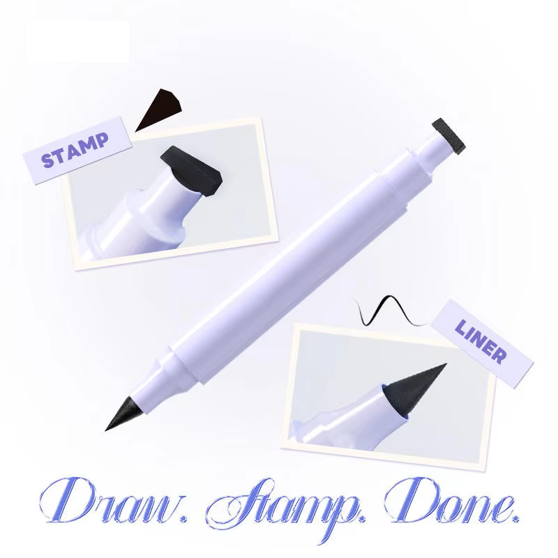 Wholesale Professional High Quality 2-in-1 Wing Stamp Eyeliner Pen-Waterproof Long Lasting Fast Drying Liquid Eyeliner for Women