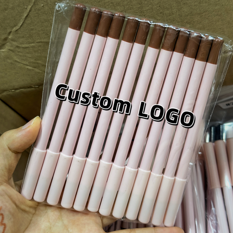Wholesale Matte Lip Liner Private Label Waterproof Wood Pencil Nude Brown Long Lasting Pink Creamy Lip Liner