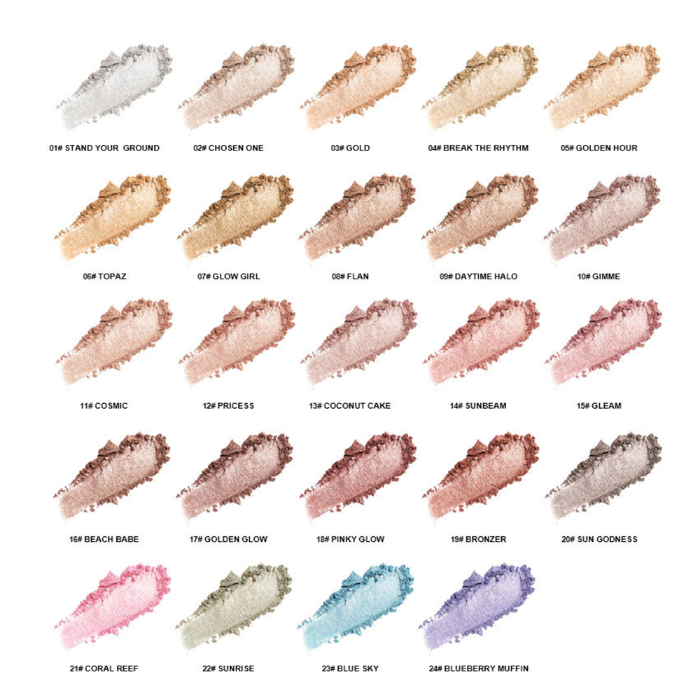 Wholesale Best-selling Multi-Colored Pressed Powder Highlighter Facial Makeup with Shimmering and Silky Finish