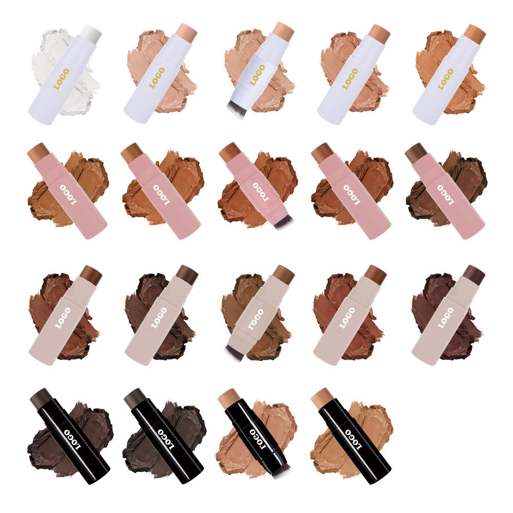 Private Label Double-headed Highlighter Makeup Pink Bronzer Highlighter Vegan Brightening Concealer High Pigment Contour Stick