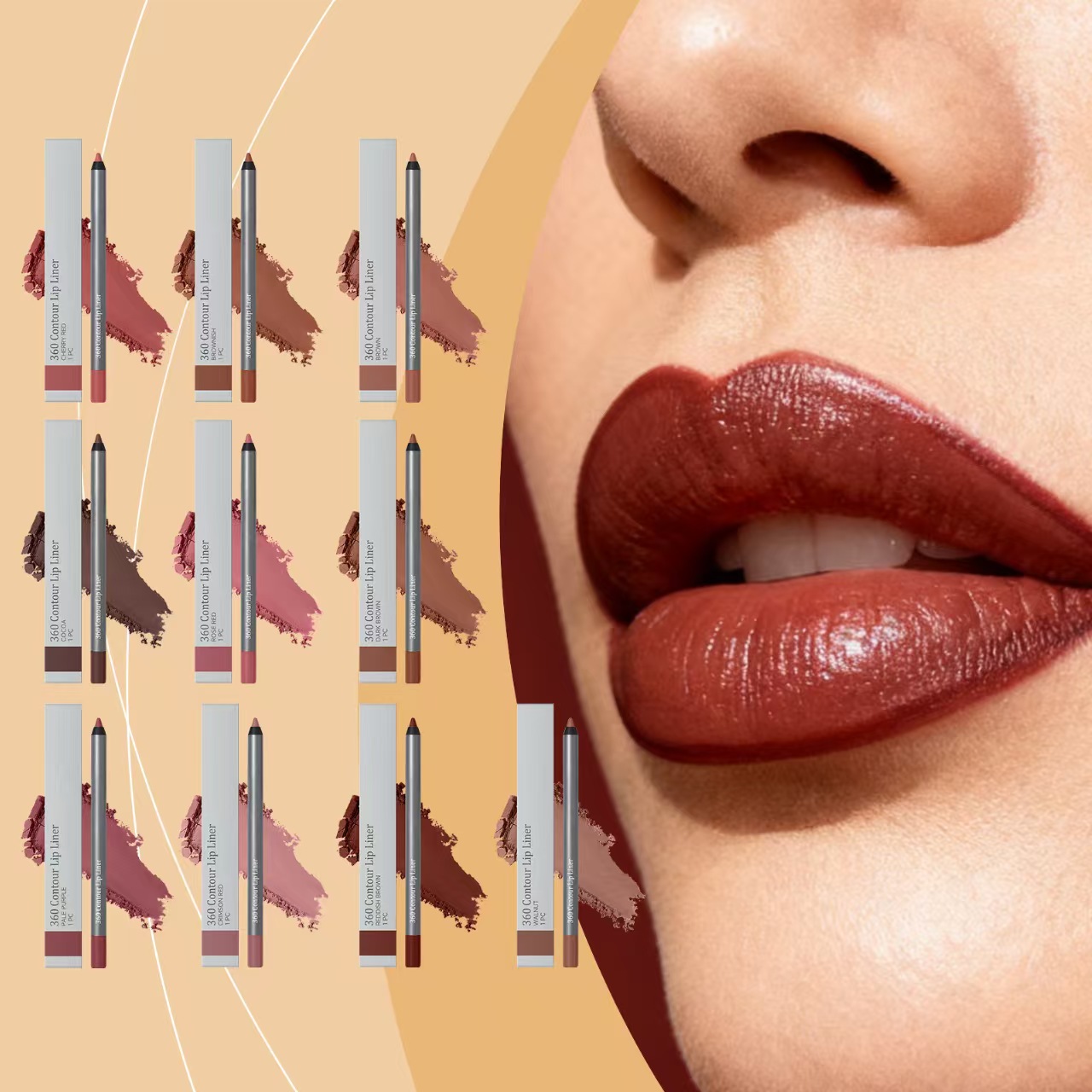 Lip Liner Pen, Smooth and Naturally Pigmented Outlines the Cupid's Bow and Creates a Smooth Three-dimensional Lip Shape