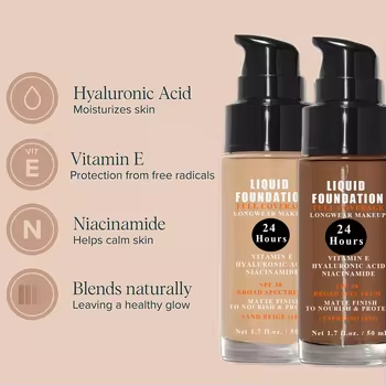 Private Label Brighten SPF 50 Longwear Full Coverage Matte Finish Liquid Foundation Face Makeup Tinted Concealer BB Cream