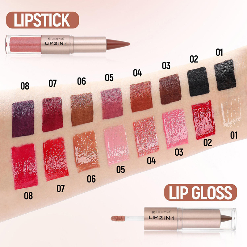 Custom Logo Mineral Oil Lipstick Lip Liner 2-in-1 Waterproof Matte Long Lasting High Pigment Shiny Moisturizing Plumper Lip