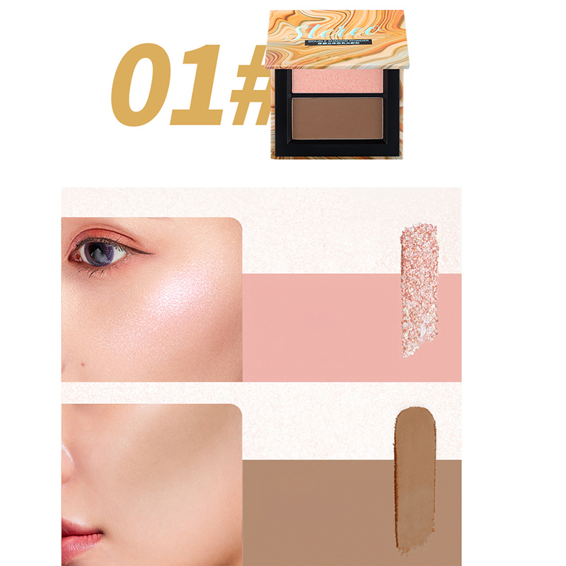 Stylish 2-in-1 Compact Powder Highlighter Silky Waterproof Easy-to-Use Features Made Minerals Multi-colors Long-lasting Matte