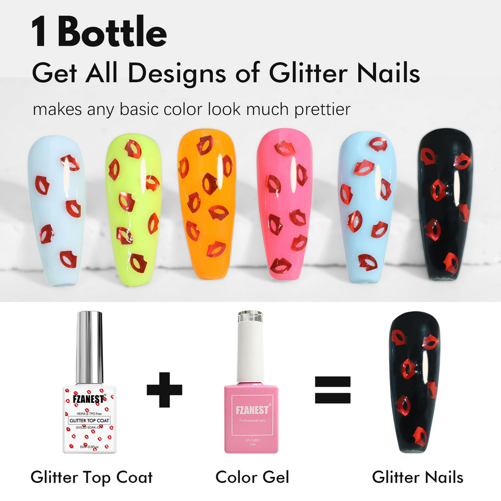 Manufacture Factory Price Top Quality 15ML Multi Function No Wipe High Shine Finish Customize Uv Gel Lip Glitter Clear Top Coat