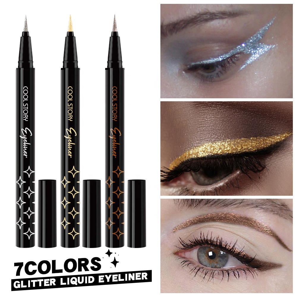 Wholesale Glitter Liquid Eyeliner Pen Waterproof Long Lasting Eyeliner Metallic Color Liquid Eyeliner for Eye Makeup