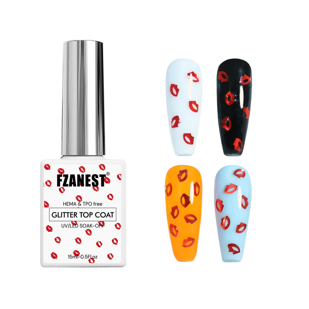 Manufacture Factory Price Top Quality 15ML Multi Function No Wipe High Shine Finish Customize Uv Gel Lip Glitter Clear Top Coat