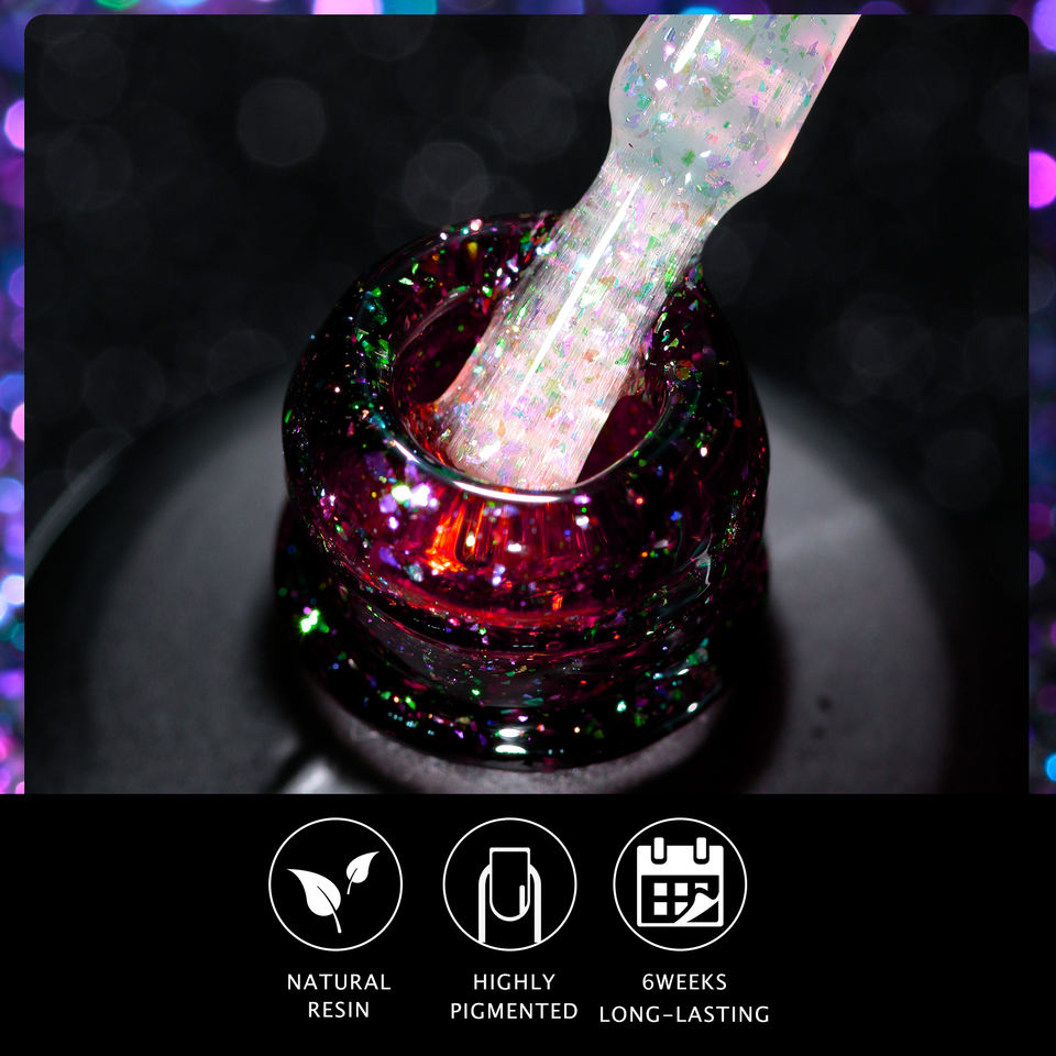 JTING New Popular Design Vegan Hema Free High Pigment Foil Flake Top Coat Gel Polish OEM Custom Unique Brand Bottles