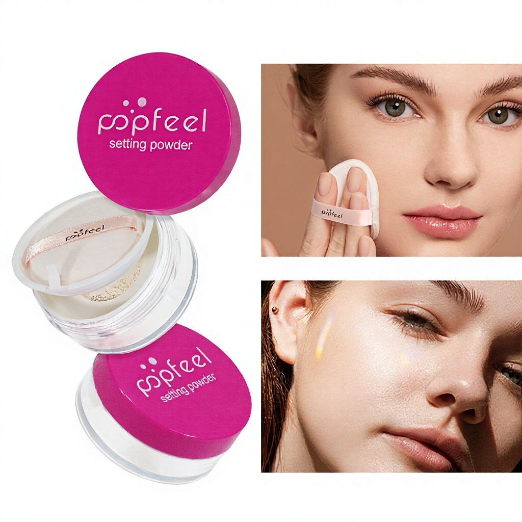 POPFEEL Lightweight Loose Setting Powder Oil Control Waterproof Long-Lasting Moisturizing Conceals Blemishes Doesn't Cake All