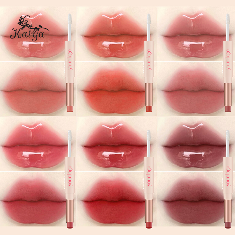 OEM Makeup Custom Logo Beauty Hydrating Dual-Ended Velvet Sealer Waterproof Long Lasting Lip Duo Matte Lipstick with Top Coat