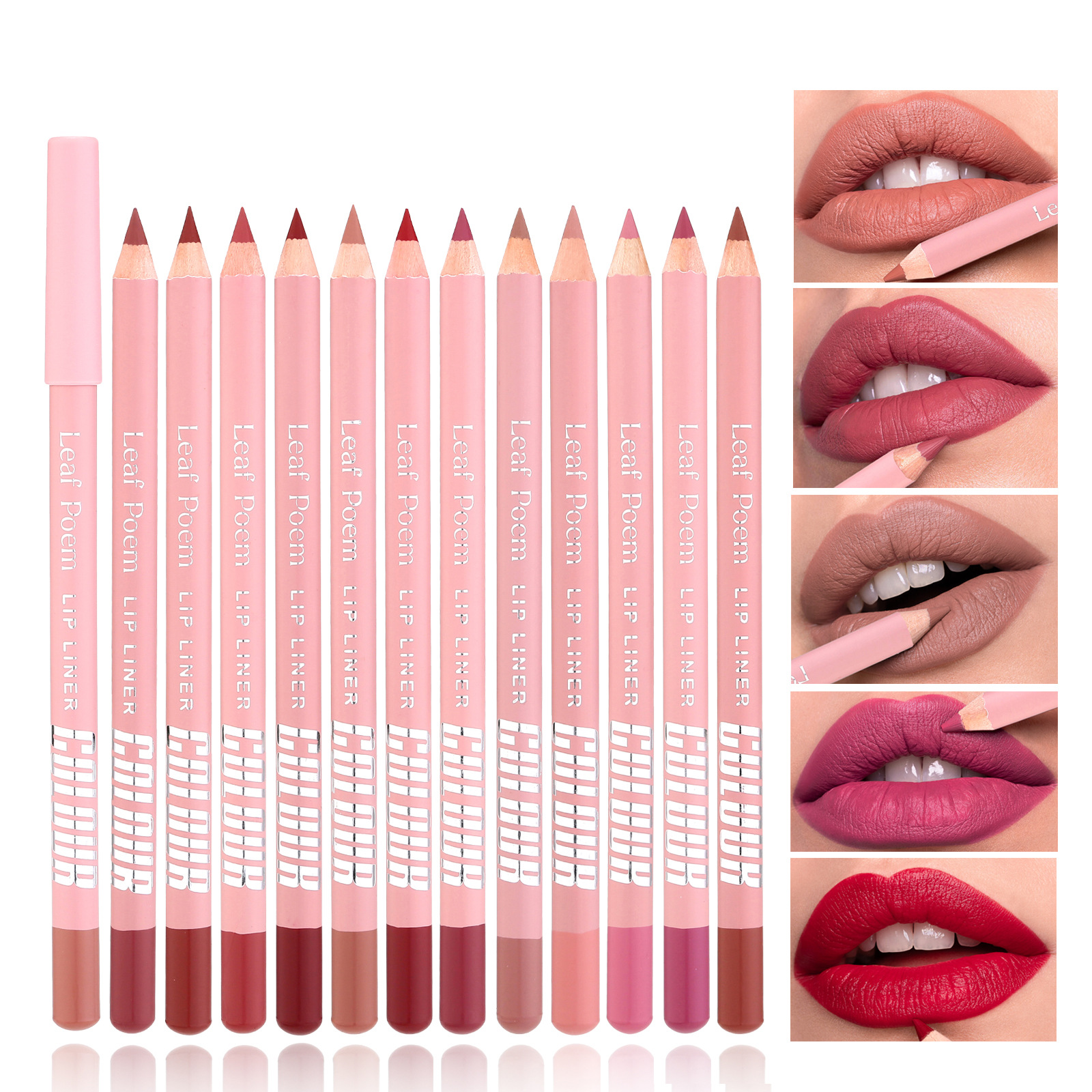 Private Label Built-in Sharpener Matte Cosmetic Lip Liner Pencil Sample Size Wholesale Zhejiang Model LY0001055N