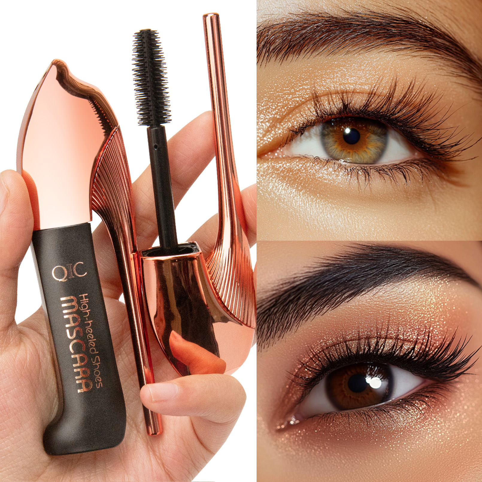 New 4D Curling Length High Heel Mascara Private Label Long Lasting Waterproof Black Mascara for Eye Makeup