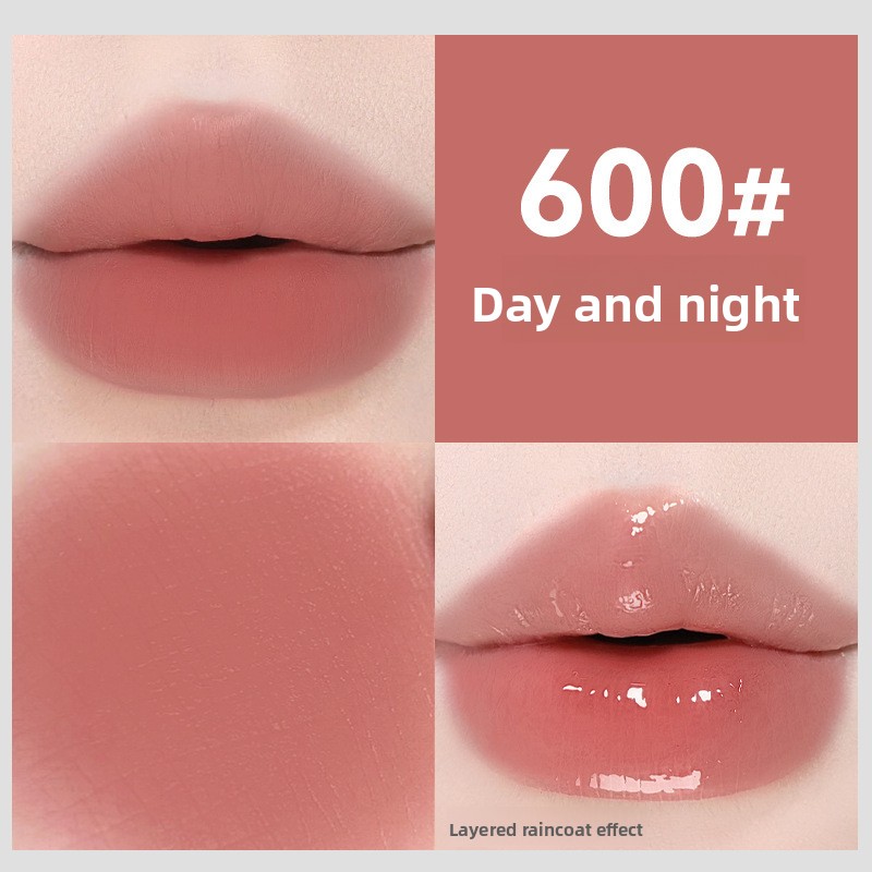 NOVO 2-in-1 Matte Lipstick &amp; Clear Raincoat Top Coat Long-Lasting Hydrating Waterproof Non-Stick Transfer-Proof Lip Makeup