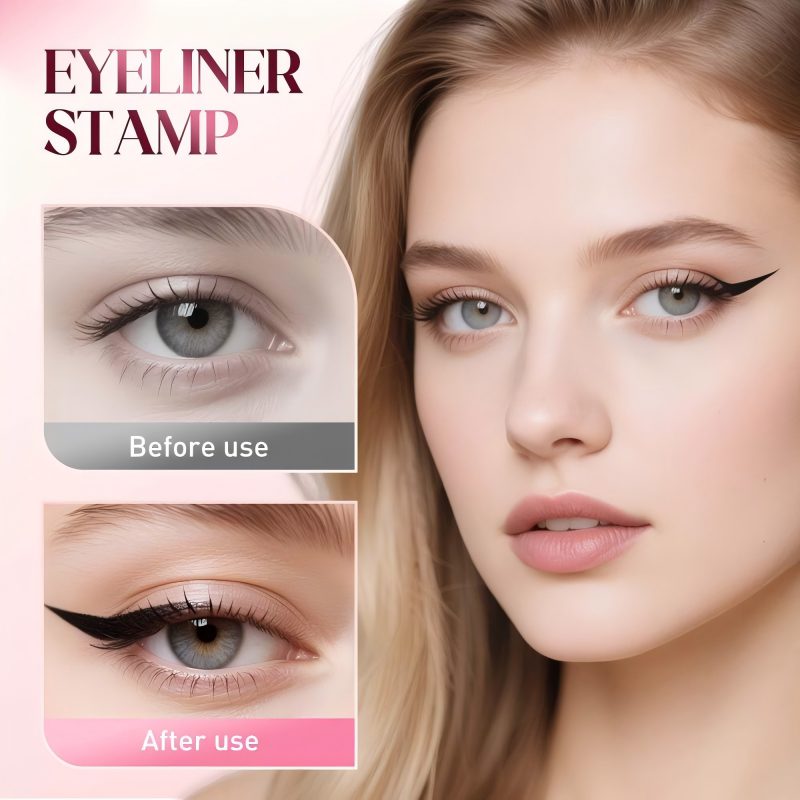 Private Label Rotating Eyeliner Stamp Double Ended Dry Waterproof 2 In 1 Eye Liner Pen Liquid Dual Eyelash Eyeliner Stamp Pen