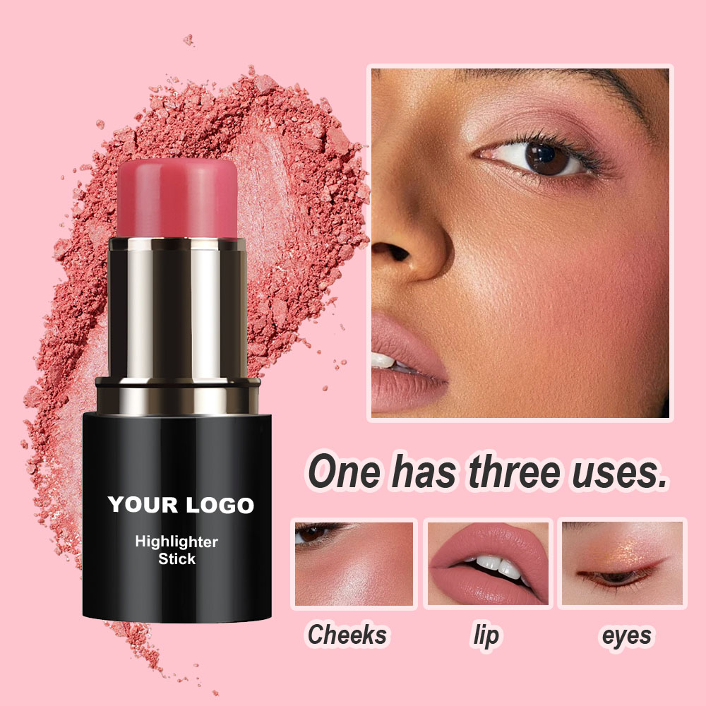 Private Label Long Lasting Cheek Diamond Glow Vegan Glitter Makeup Custom Logo Cream Blush Contour Highlighter Stick