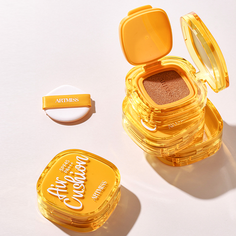 SPF 45+ Full Coverage Liquid Sunscreen Cushion Foundation Custom Natural BB CC Cream Dark Cushion Concealer Factory Direct