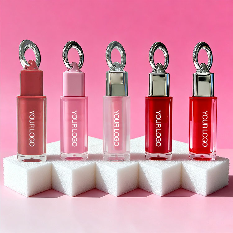 Wholesale Vegan Lip Gloss Keychain Long Lasting Clear Shimmer Glitter Lip Oils High Pigment Moisturizing Matte Sunscreen