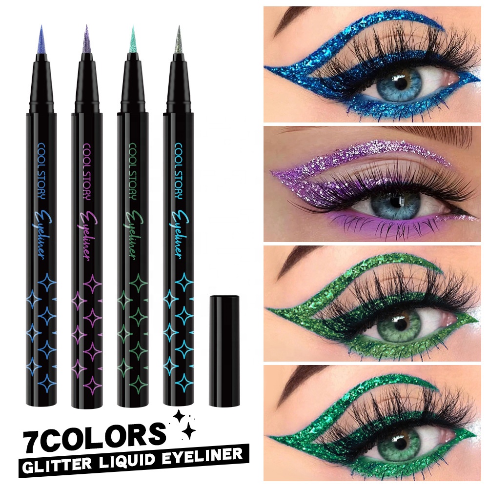Wholesale Glitter Liquid Eyeliner Pen Waterproof Long Lasting Eyeliner Metallic Color Liquid Eyeliner for Eye Makeup