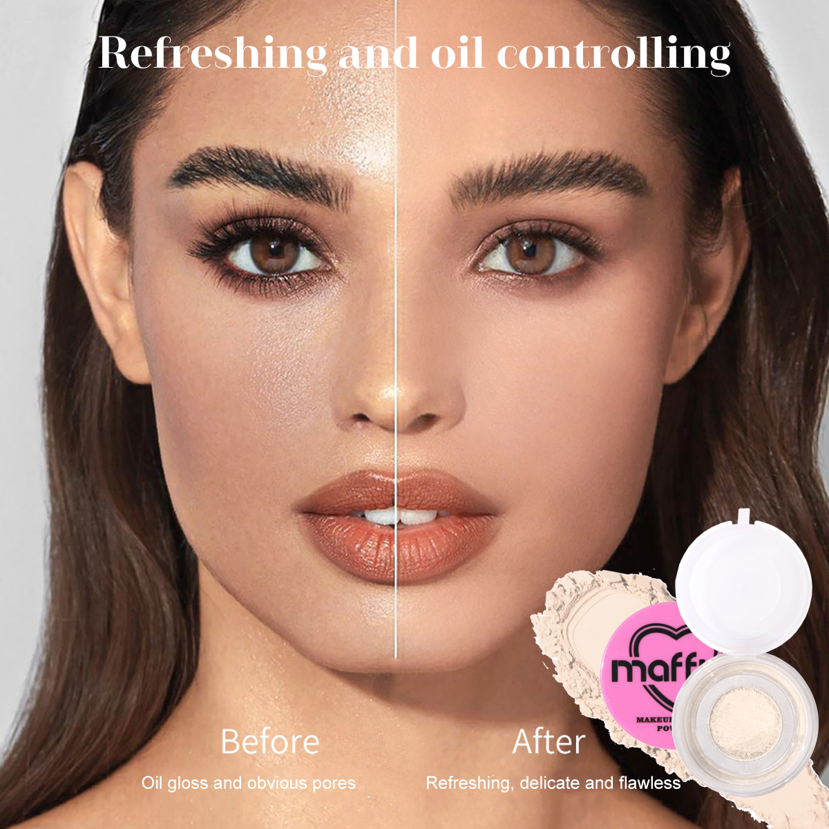 MAFFICK Lightweight Long-Lasting Makeup Setting Powder with Shine Control and Smooth Soft Focus Finish