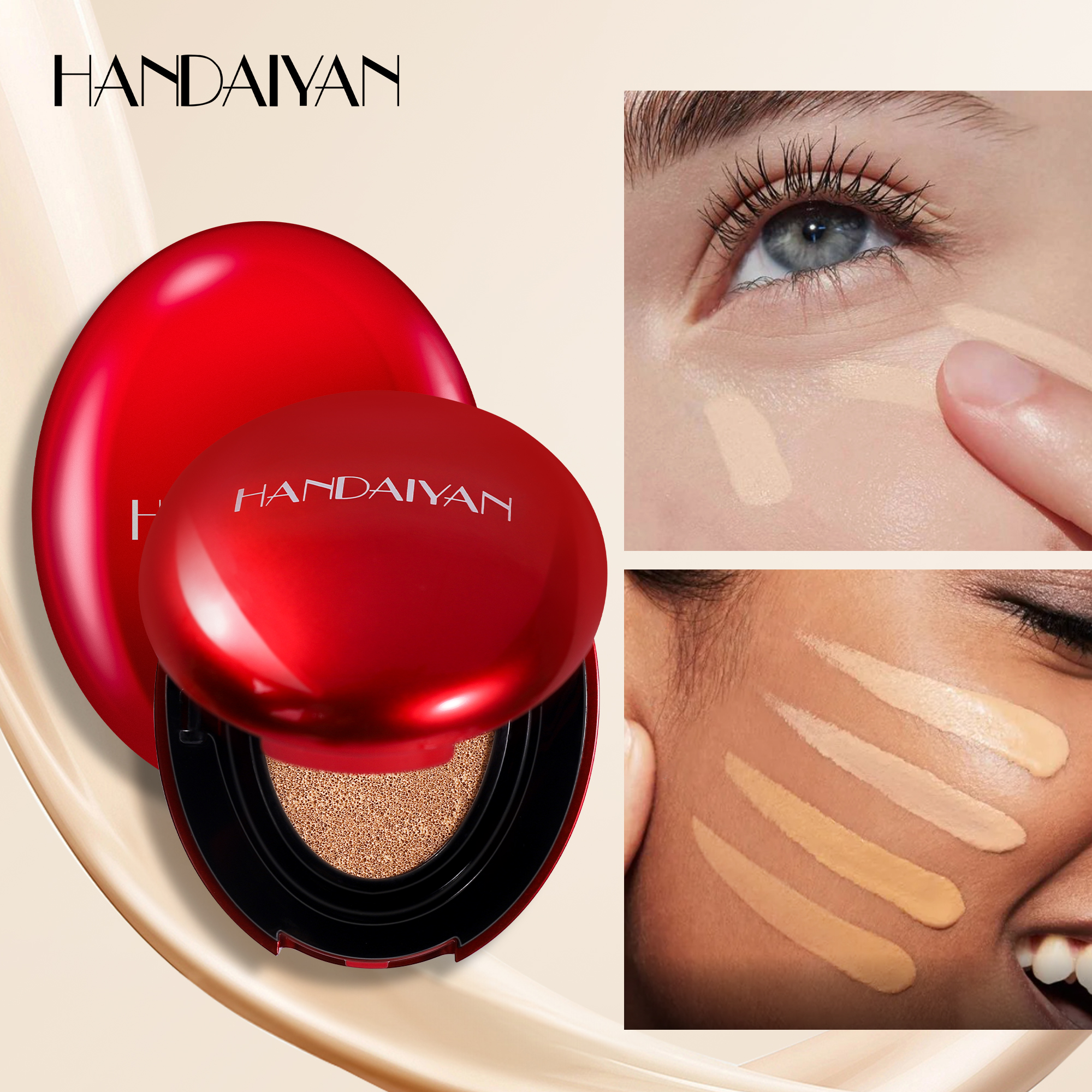 Makeup Concealer Waterproof Whitening Mushroom Cushion Liquid Foundation BB Cream Natural Full Coverage for Medium &amp; Fair Skin