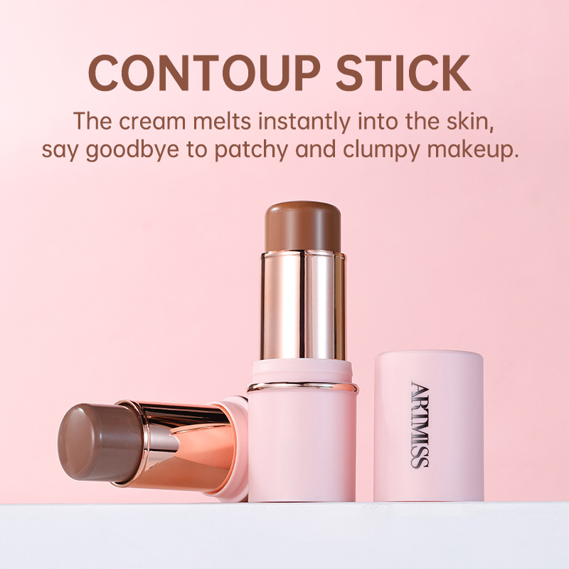 Cross-Border Natural Three-Dimensional Waterproof Sweat-Proof Multi-Functional Contour Stick Highlighter Shadow Stick Pink