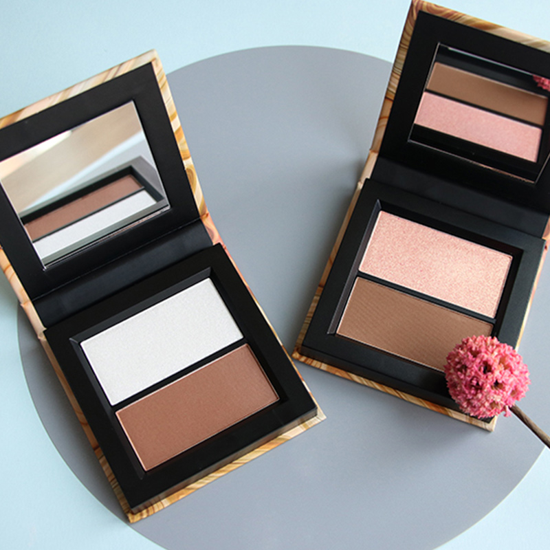 Stylish 2-in-1 Compact Powder Highlighter Silky Waterproof Easy-to-Use Features Made Minerals Multi-colors Long-lasting Matte