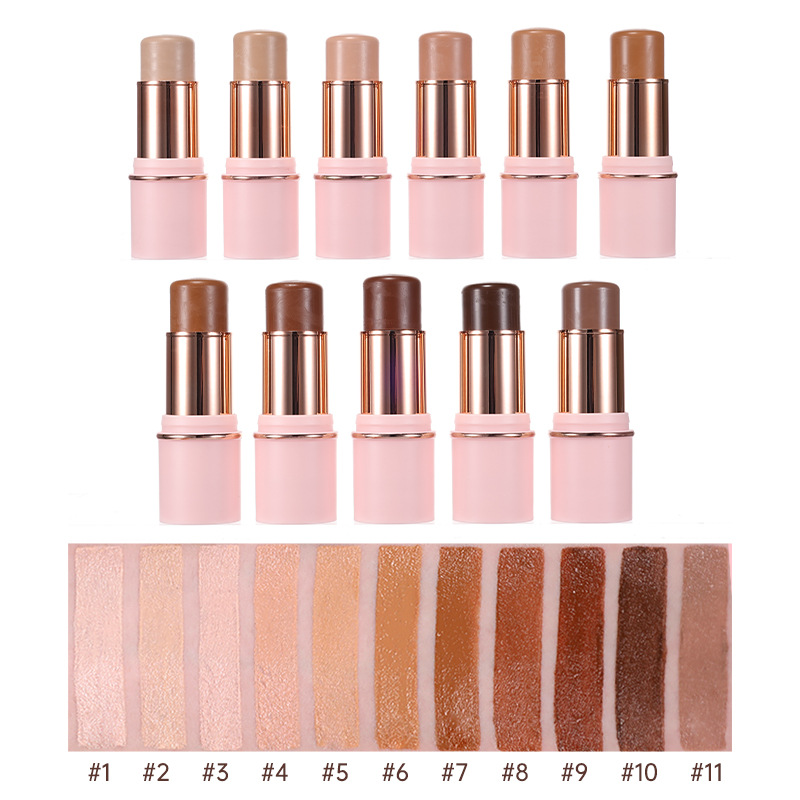 Cross-Border Natural Three-Dimensional Waterproof Sweat-Proof Multi-Functional Contour Stick Highlighter Shadow Stick Pink