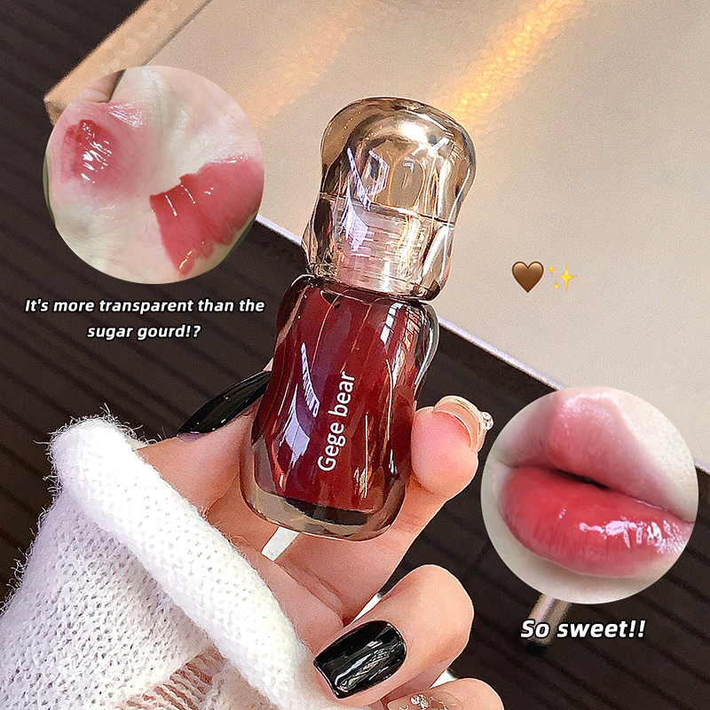 Gege Bear Lipstick Shiny Crystal Makeup Hydrating Waterproof Long Lasting Mineral Cream Ice Bucket Permeable Gloss Customizable