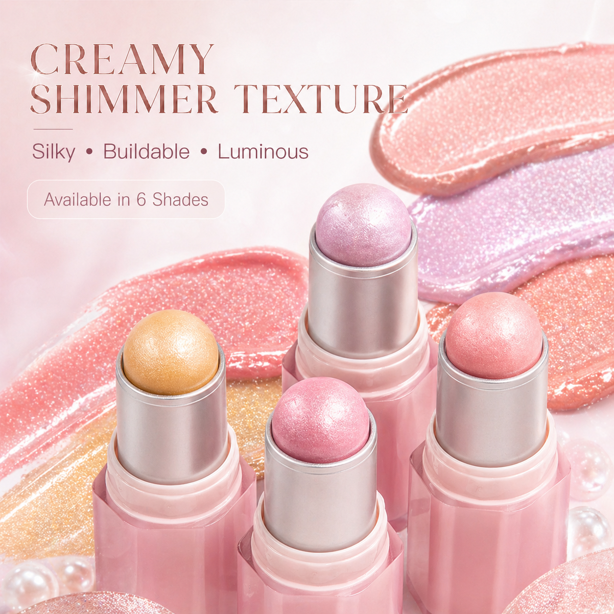 Shimmer Highlighter Stick Cream Glow Highlighter 6Shades Smooth Long-lasting Face Makeup Cosmetic Salon Makeup Artist