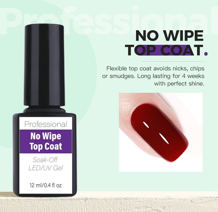 HEMA Free TPO Free No Wipe Top Coat Base Coat MatteTop Coat OEM High Quality Soak off Easily Uv Gel