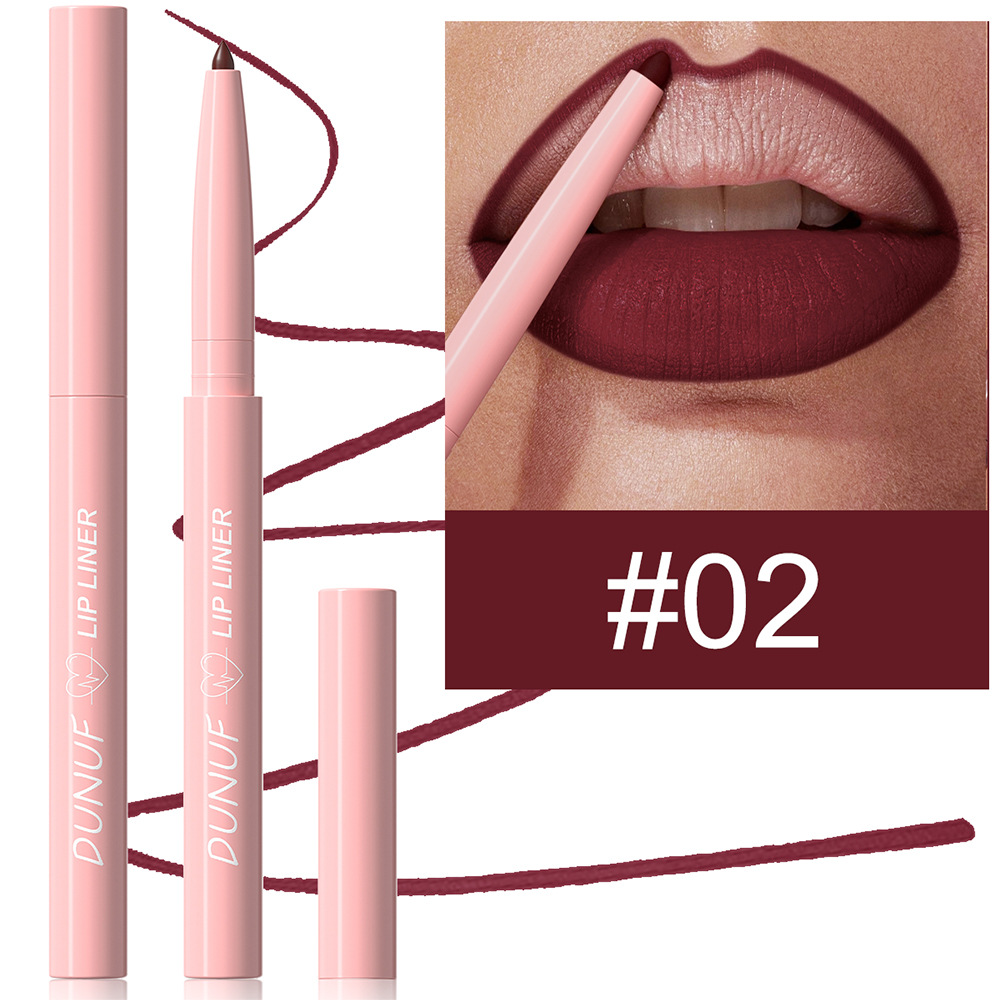 DUNUF Wholesale Organic Nude Long Lasting Waterproof Matte Cream Lipliner Vegan Private Label Pink Retractable Crayon Lip Liner