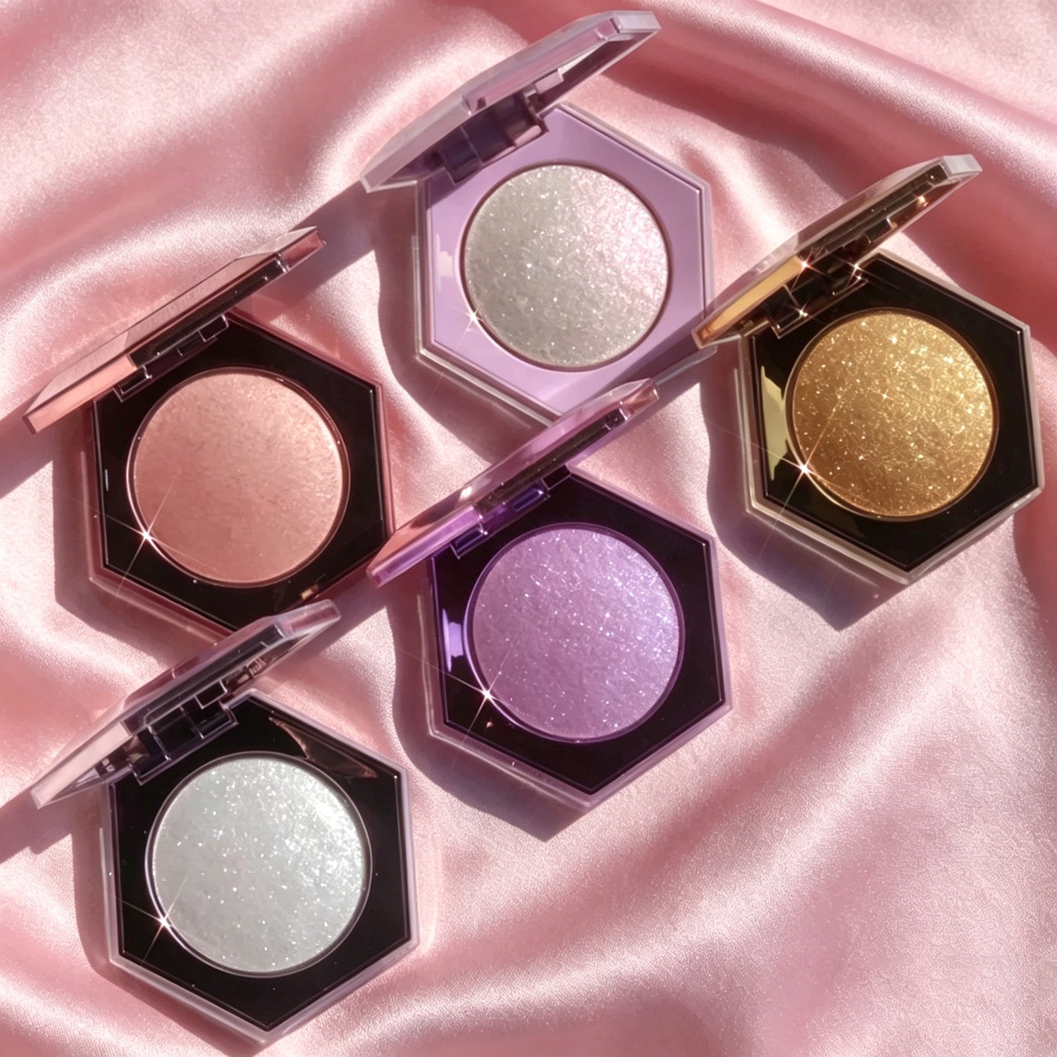 Wholesale Original Brand High Gloss Glitter Highlight Powder Rose Lavender pink Gold Face ContourBlush Highlighter Palette