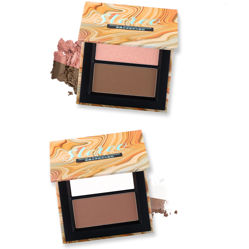 Stylish 2-in-1 Compact Powder Highlighter Silky Waterproof Easy-to-Use Features Made Minerals Multi-colors Long-lasting Matte
