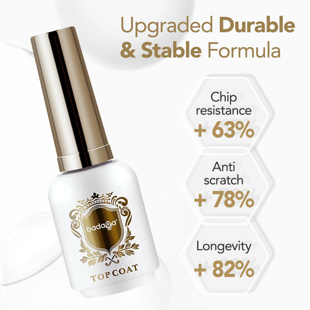 Badaga Professional Cheap Wholesale 15ml No Wipe Gel Top Coat Anti-Scratch Not-Yellowing Super Shiny Vegan Top Coat