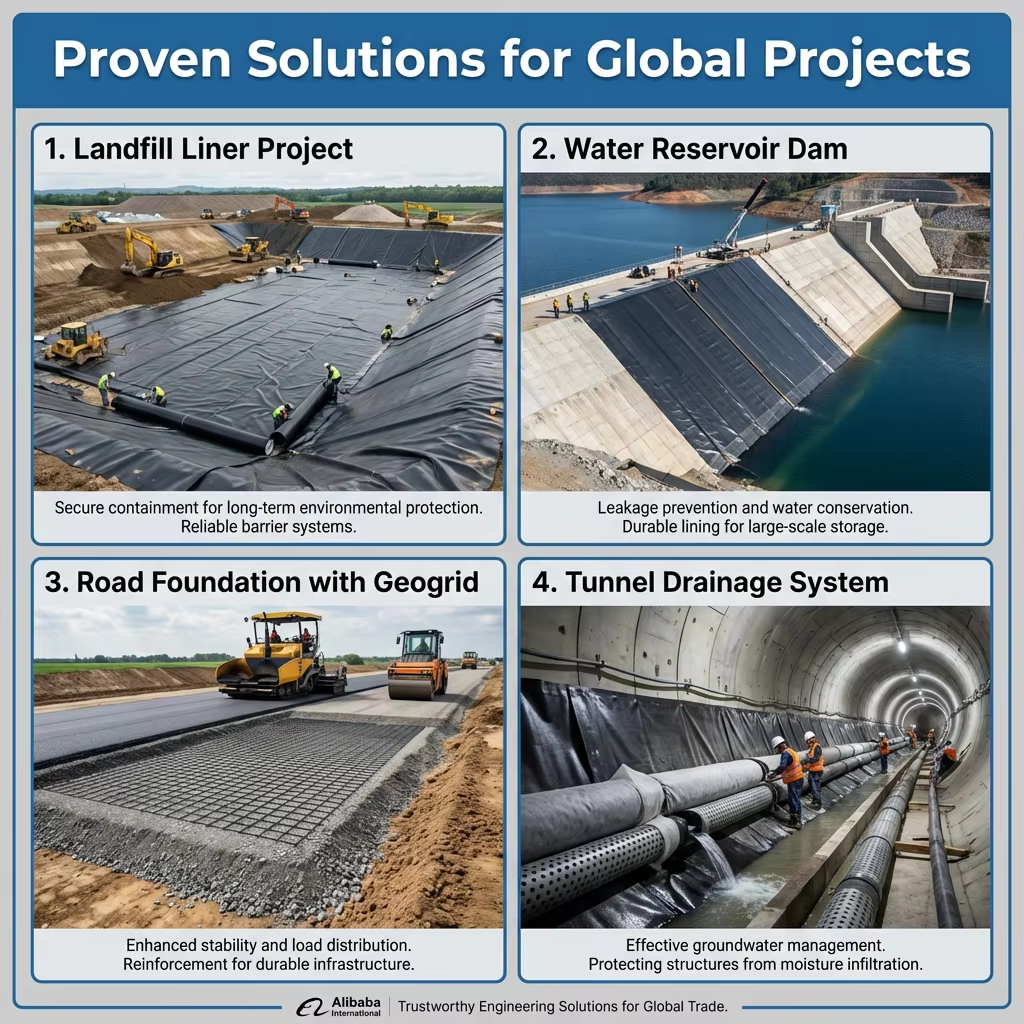 China Factory Water Storage HDPE Liner Geomembranas Anti-UV Dam Linner Biodigester Landfill Fish Farm Pond