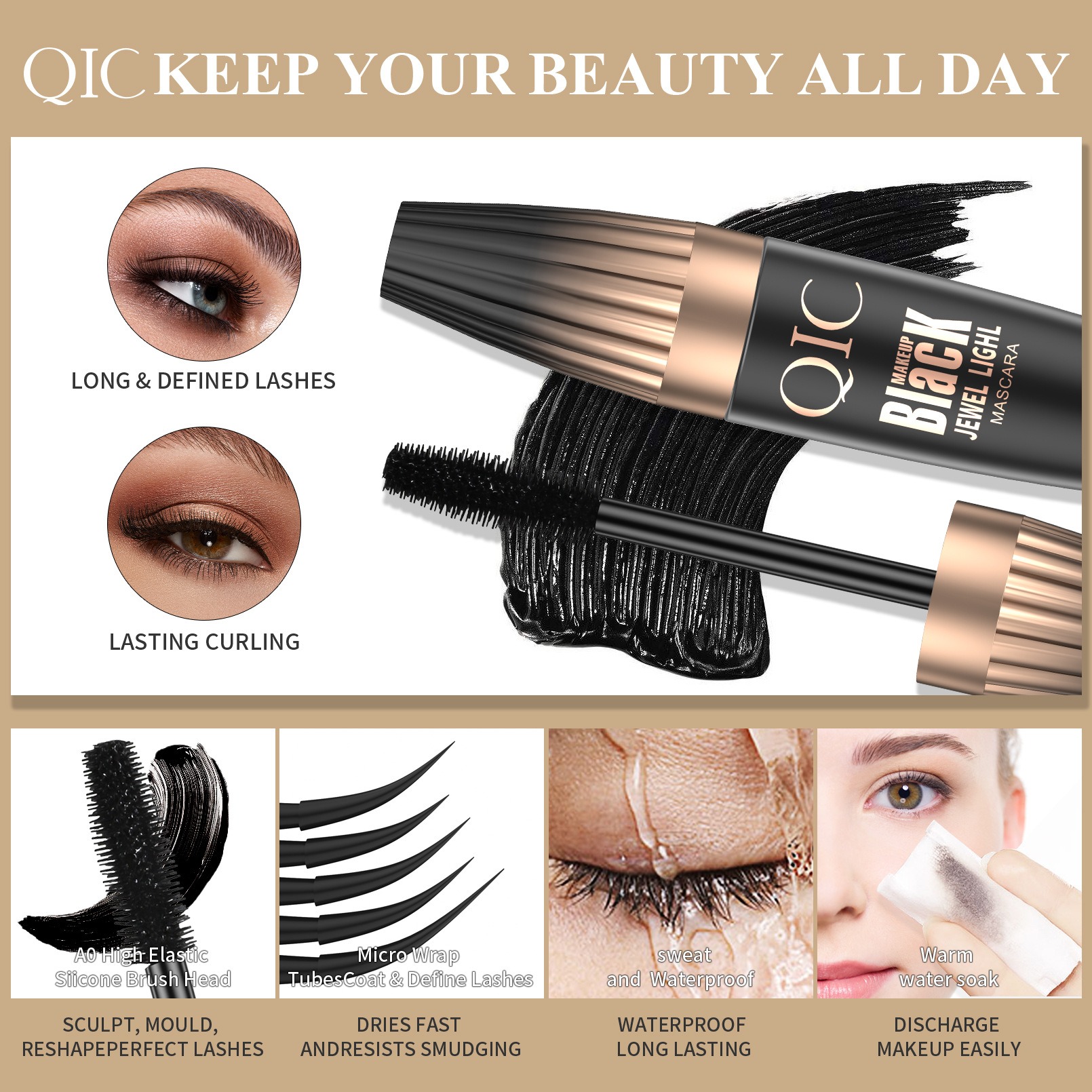 Plump 4D Eyelash Primer for Long, Thick, Curly and Non-Distorting Waterproof Makeup