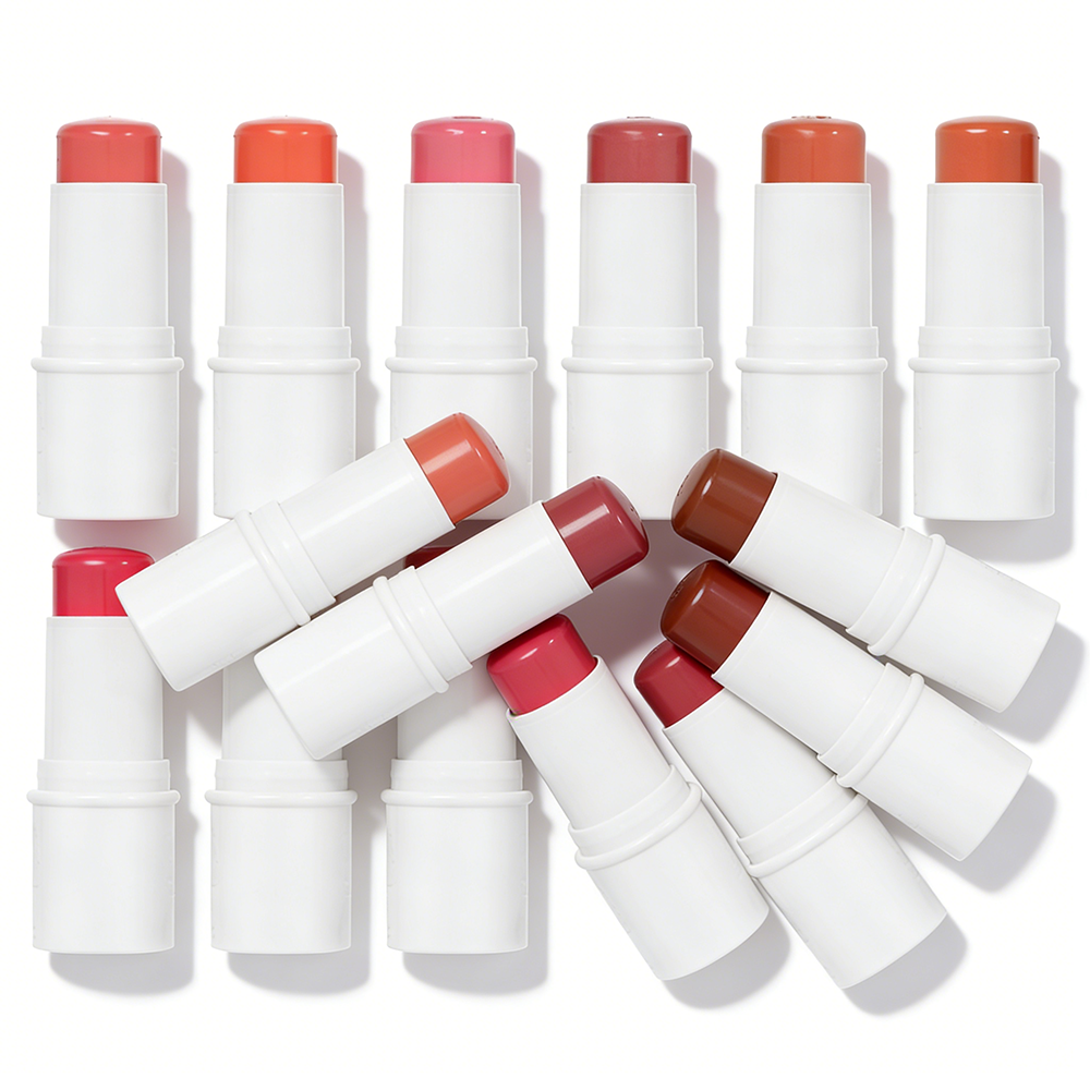 Custom Logo 3in1 Blush Stick Cheeks &amp; Eyes &amp; Lips Cream Blusher Korean Makeup Rubor Waterproof Long-lasting Maquillaje Por Mayor