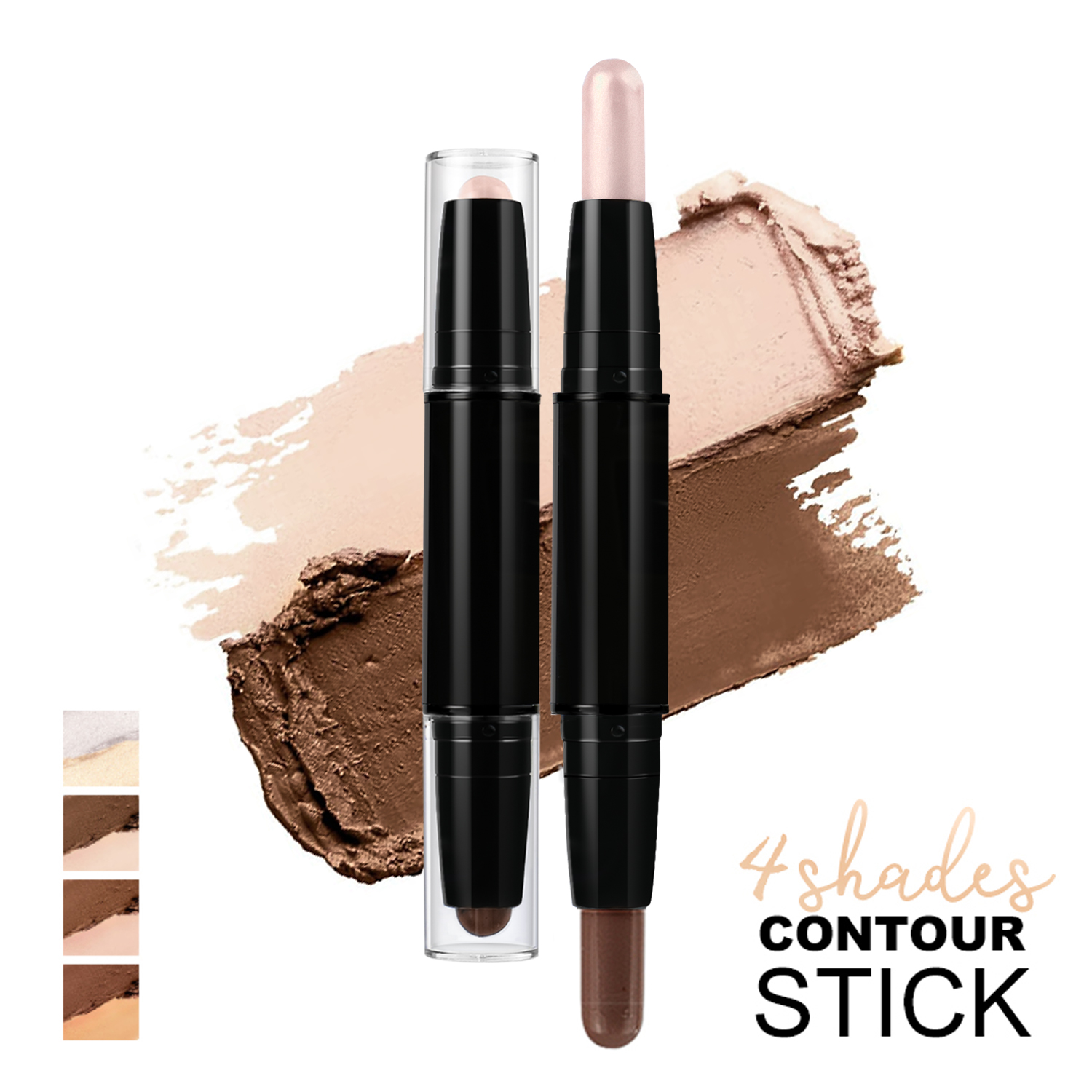 OEM Dual-End Contour &amp; Highlight Stick 4 Shades, Smudge-Proof Cream Contour Pen for Daily/Party Makeup (Bulk)