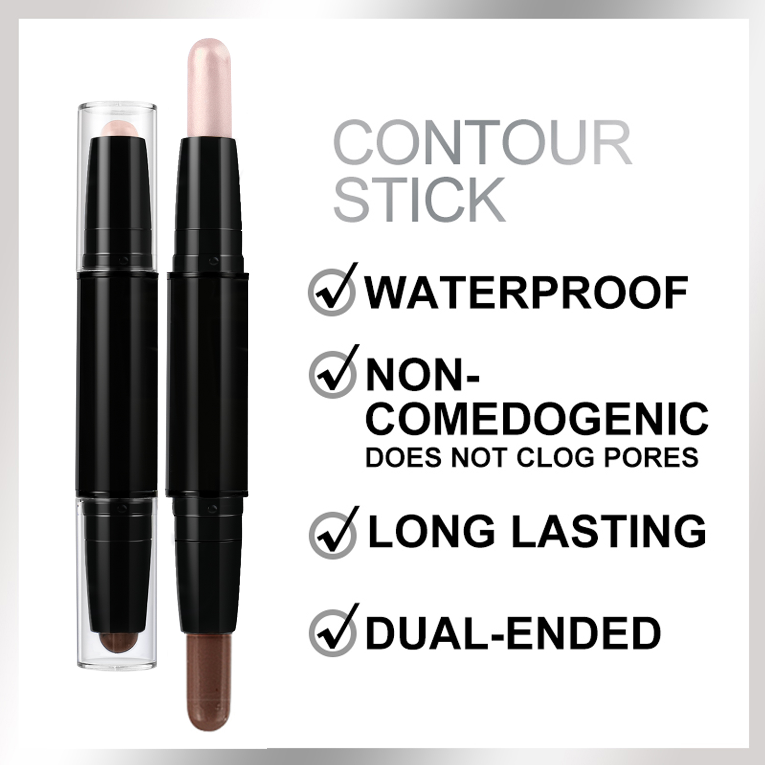 OEM Dual-End Contour &amp; Highlight Stick 4 Shades, Smudge-Proof Cream Contour Pen for Daily/Party Makeup (Bulk)
