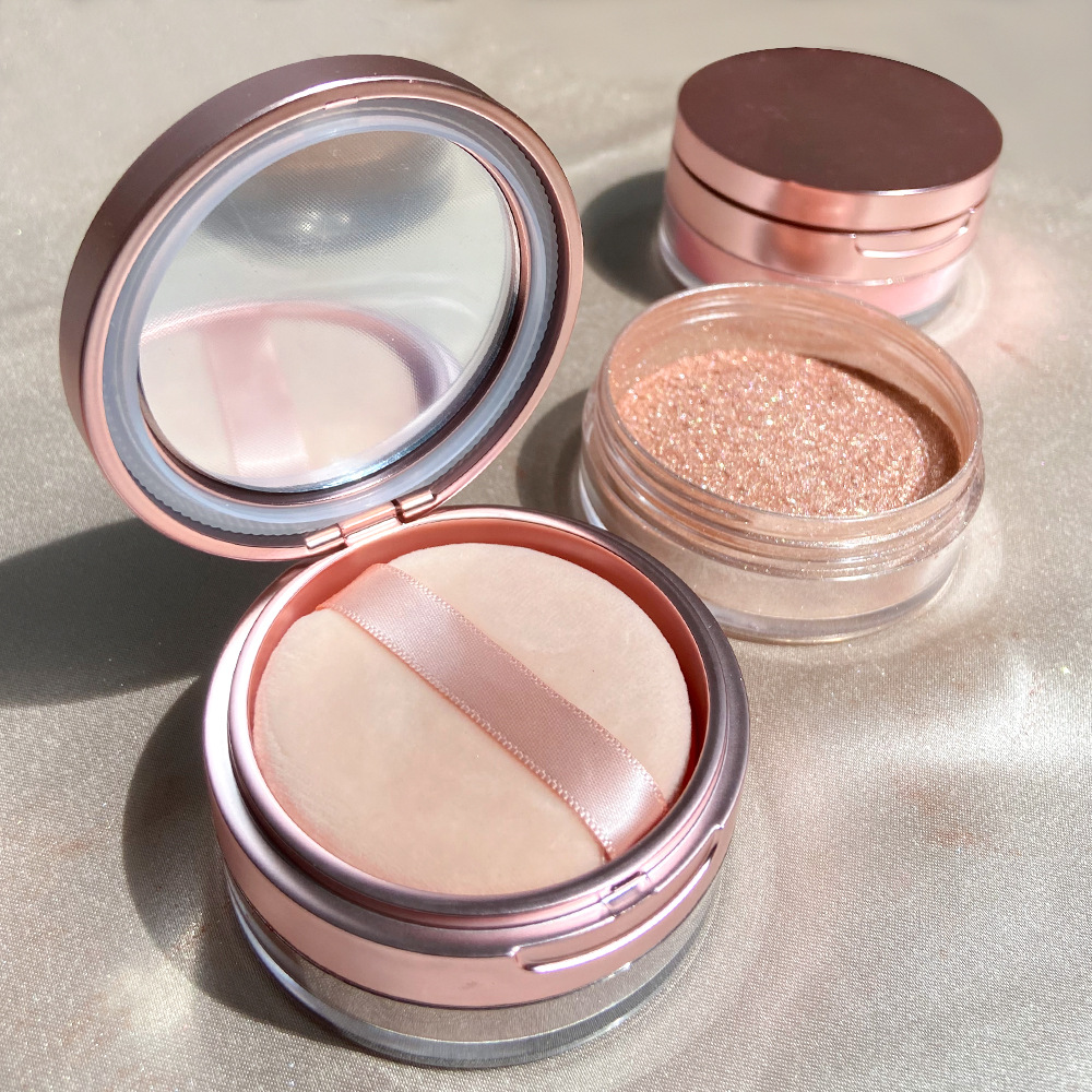 Shimmer Super Flash Long Lasting Oil Control Brighten Whitening Shiny Loose Highlighter Fine Powder Packaging Puff for All Types
