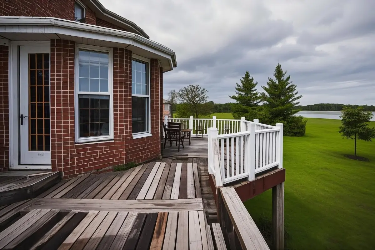 Finished Forestar composite deck installed in a garden setting